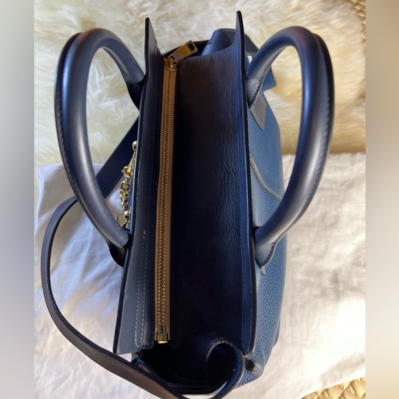 Chloe Cate Calfskin Grained Leather Medium Satchel Bag, Blue - Picture 10 of 15